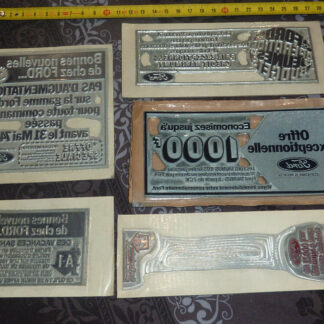 5 plaques imprimerie publicitaire en métal pour ford lot n°18