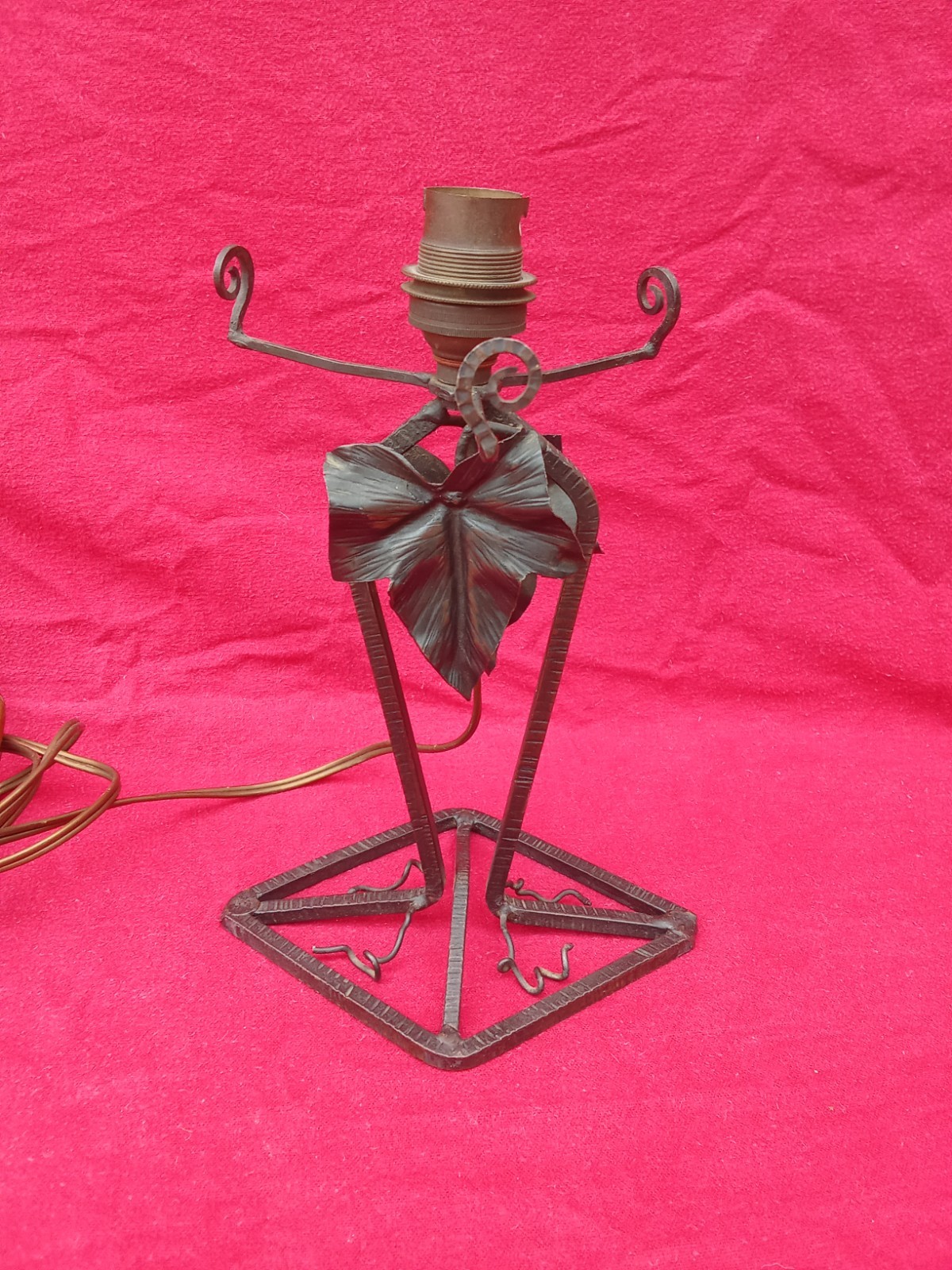 Pied De Lampe En Fer Forgé Art Déco Ancien