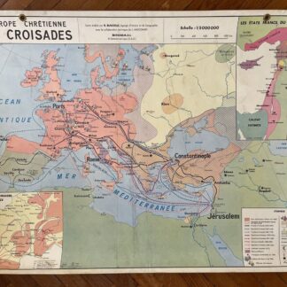 Carte Affiche scolaire plastifiée type Vidal - Les Croisades / Centres Culturels