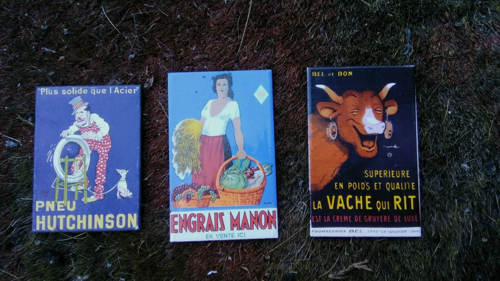 LOT 3 MAGNETS EMAILLES PUBLICITAIRES ANCIENNES MARQUES A3 EMAIL VERITABLE FRANCE