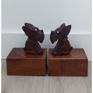 SERRE-LIVRES ART DECO BOIS CHIEN