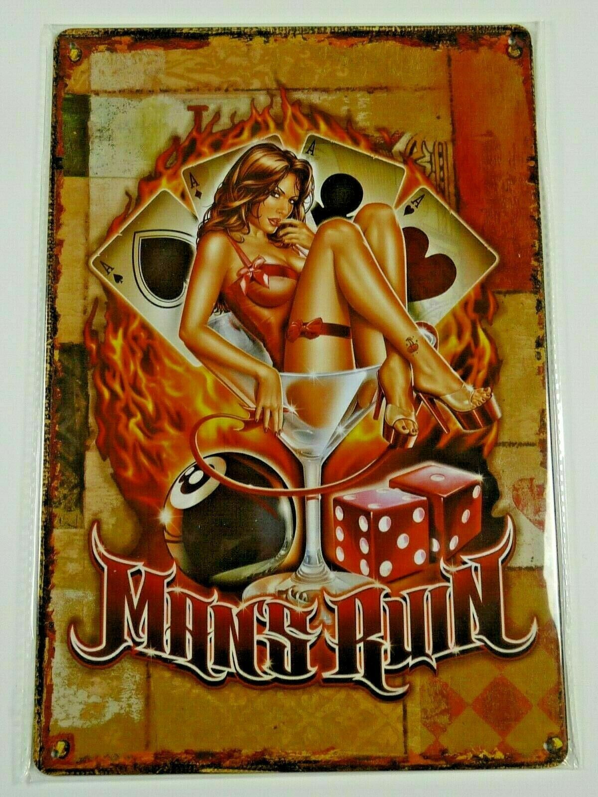 PB84 PLAQUE PUBLICITAIRE tolée age d'or Automobile : MAN'S RUIN