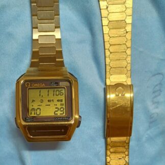 Omega Sensor Quartz Cal.1640 Vintage Numérique Or Montre Hommes Auth Fonctionne