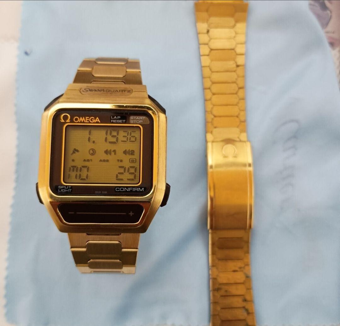 Omega Sensor Quartz Vintage Numérique Or Carré Montre Hommes Authentique Works