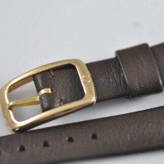 Bracelet Omega 14Mm Marron Avec Boucle Plaquée Or NOS Mint (W24)