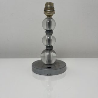 Pied de lampe boule verre et laiton nickelé Art Déco dlg Adnet a restaurer PL