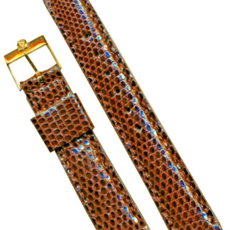 Marron 20mm Véritable Lézard MB Bande Cuir Doublé & Vintage Or Omega Boucle