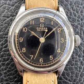 Vintage Omega Fab. Suisse Black Gilt Dial 369 Waterproof Model Depose Watch 31mm