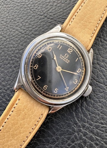 Vintage Omega Fab. Suisse Black Gilt Dial 369 Waterproof Model Depose Watch 31mm
