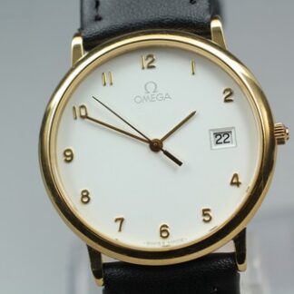 Vintage 1987 Omega De Ville White Dial Date Gold Plated Cal.1430 [Near Mint]
