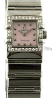 OMEGA CONSTELLATION QUADRA 1537.73 LADIES PINK PEARL DIAMOND STEEL MINI WATCH