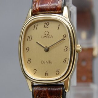 [EXC+5] Vintage OMEGA De Ville Cal.1450 20mm Gold Dial QZ Women's Watch