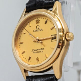 *NEAR MINT* Vintage OMEGA Seamaster Cal.1380 Quartz Push Crown Gold Arabic Women
