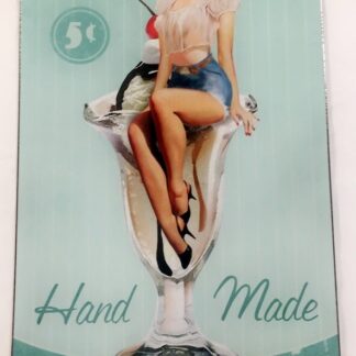 Plaque Métal Tôle Plaque Publicitaire Cherry's Ice Cream Pin Up 60x30Cms