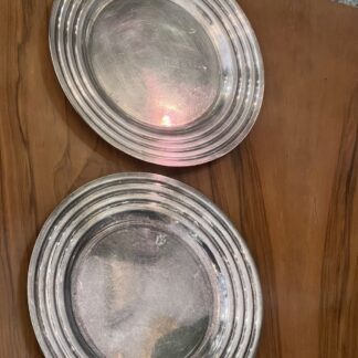 Paire de Plat de service rond CHRISTOFLE modèle ONDULATION  M ARGENTE ART DECO