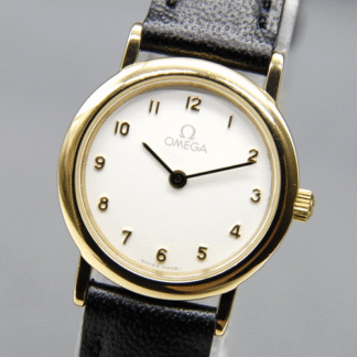 [Near MINT] Vintage OMEGA De Ville Cal.1459 22mm Gold White Dial QZ Womens Watch