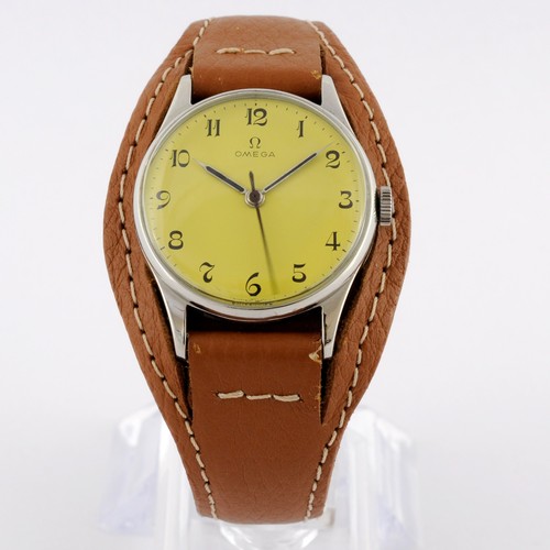 SWISS 1944 OMEGA VINTAGE REF 2391 MANUAL WIND STEEL MIDSIZE WATCH WORKING WELL