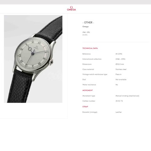 SWISS 1944 OMEGA VINTAGE REF 2391 MANUAL WIND STEEL MIDSIZE WATCH WORKING WELL