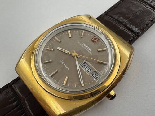 Vintage OMEGA 196.0030 Genève Megaquartz 32 KHz Brown Dial Cal Ω 1310 - 39 mm