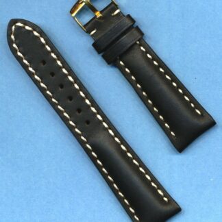 22mm Véritable Cuir Rembourré MB Bracelet Ws & Authentique Omega Or Plaque