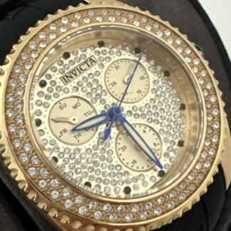 Invicta Angel Crystal Gold Dial Black Silicone Ladies Watch 28485