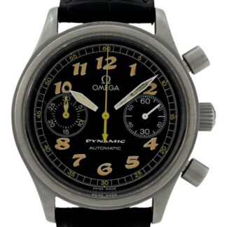 Men's 38mm Omega Dynamic Chronograph Black/ Yellow Watch on Leather Ref: 5240.50