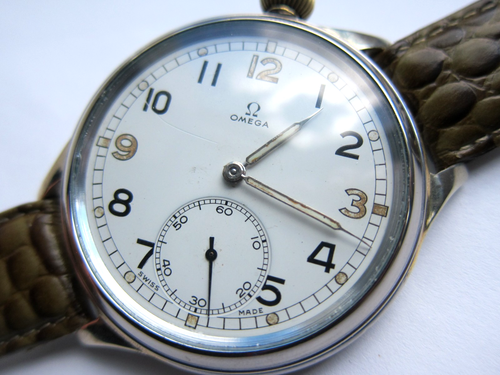 Luxury Big Swiss OMEGA cal. 38.5 LT Mens watch Military style nickel plated case