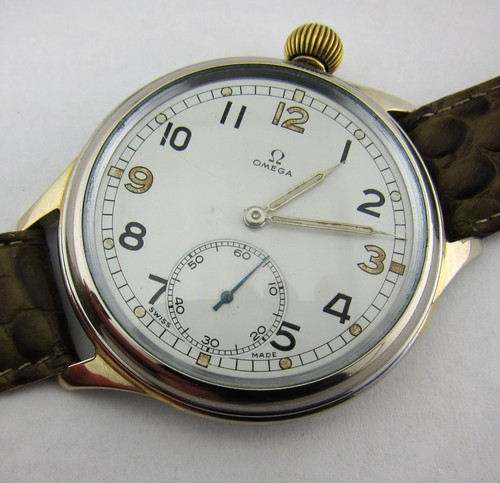 Luxury Big Swiss OMEGA cal. 38.5 LT Mens watch Military style nickel plated case