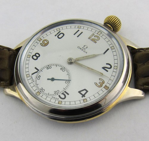 Luxury Big Swiss OMEGA cal. 38.5 LT Mens watch Military style nickel plated case