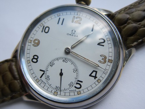 Luxury Big Swiss OMEGA cal. 38.5 LT Mens watch Military style nickel plated case
