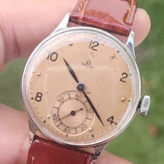 RARE 1943 Omega Calatrava Ref 2317 Cal 30T2 Salmon Dial Men's 35mm Watch Working