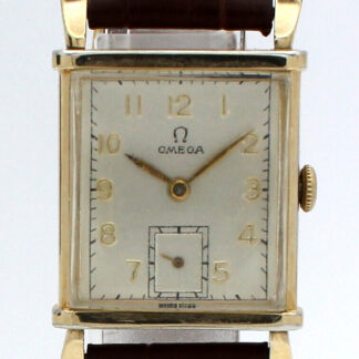 Vintage Omega Gold Plated Steel Hand Wind Rectangle Fency Lugs Men's Watch c1947