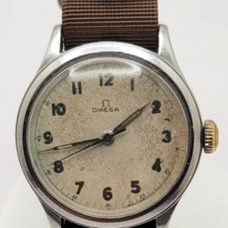 VINTAGE OMEGA 2179-5 MILITARY WWII CAL 30T2 SC STAINLESS STEEL MEN'S WATCH WORKS