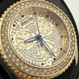 Invicta Angel Crystal Gold Dial Black Silicone Ladies Watch 28485