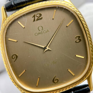 *EXC+5* Vintage OMEGA De Ville  Gold  Square Arabic Numeral Mens Quartz Watch