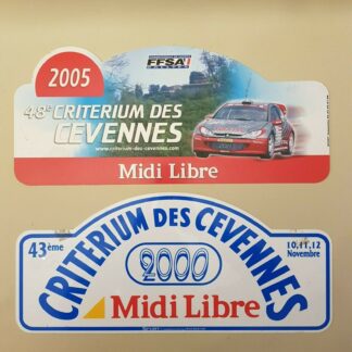 2 plaques publicitaires en plastiques rallye Criterium des Cévennes