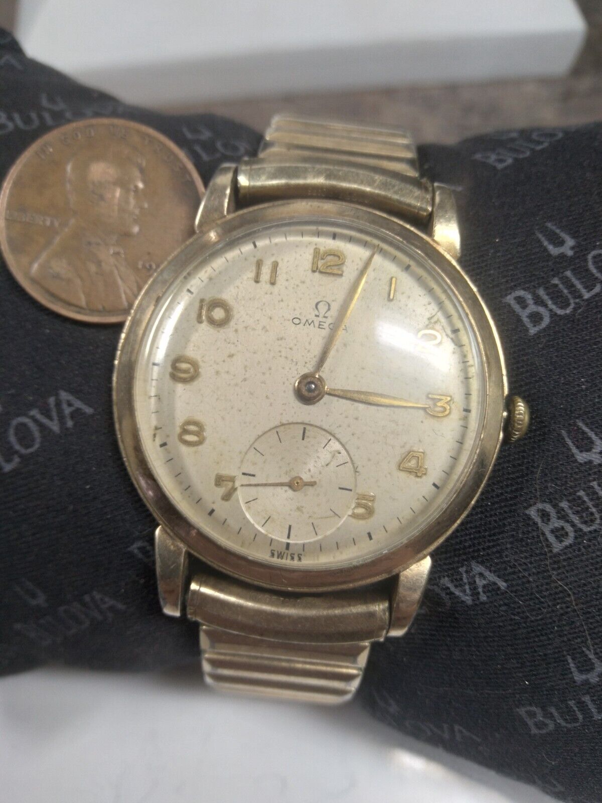 Working Vintage 1947 Omega Mens Gold Filled Wrist Watch Newly Repaired