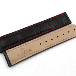 Bracelet Montre Omega Speedmaster Cuir Alligator Noir 20/18mm Accessoires Casual