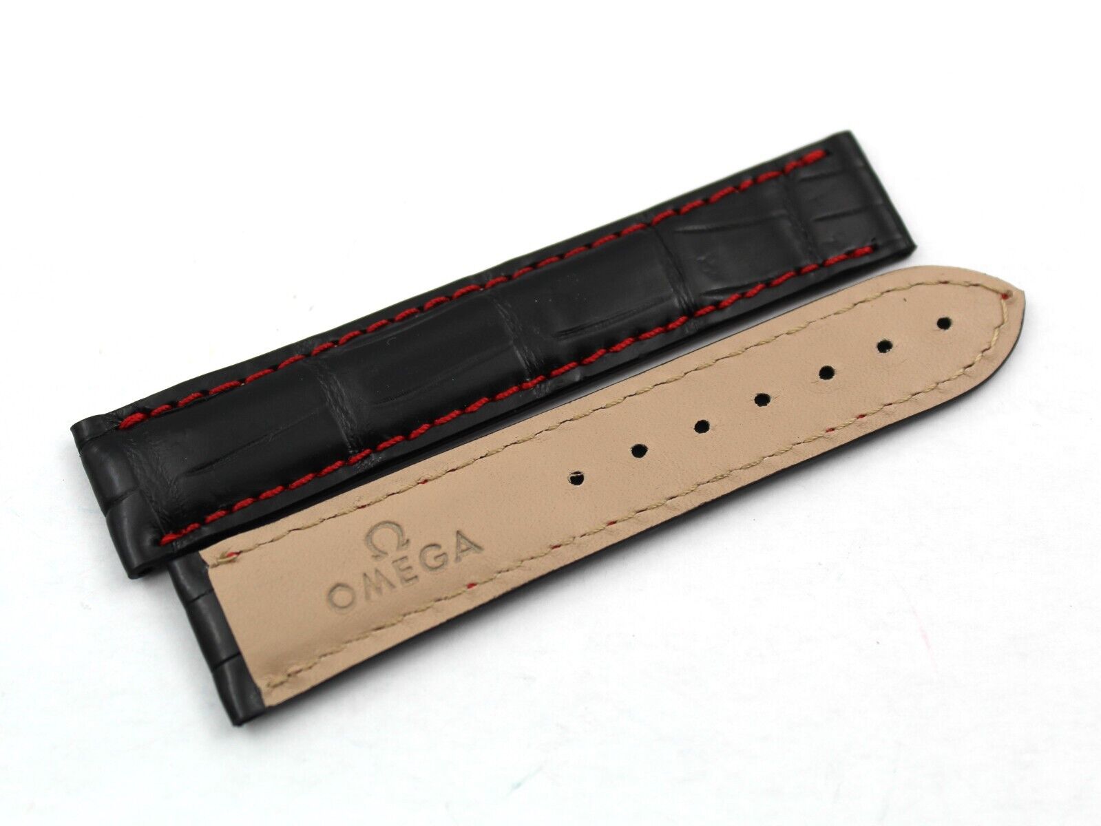 Bracelet Montre Omega Speedmaster Cuir Alligator Noir 20/18mm Accessoires Casual