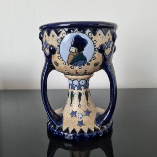 AMPHORA Vase Signé 1920 ART DECO Reissner Stellmacher Kessel 3 Personnages Email