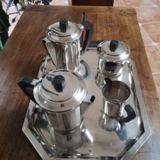 Service à Café ERCUIS , époque Art déco,  Métal Argenté , Bon état. 
