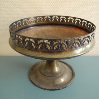 ancienne coupe métal argenté déco shabby silver-plated metal footed bowl cup art