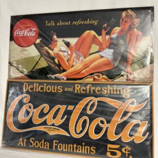 Lot De 2 Plaques Metal Publicitaires Vintage Coca-Cola