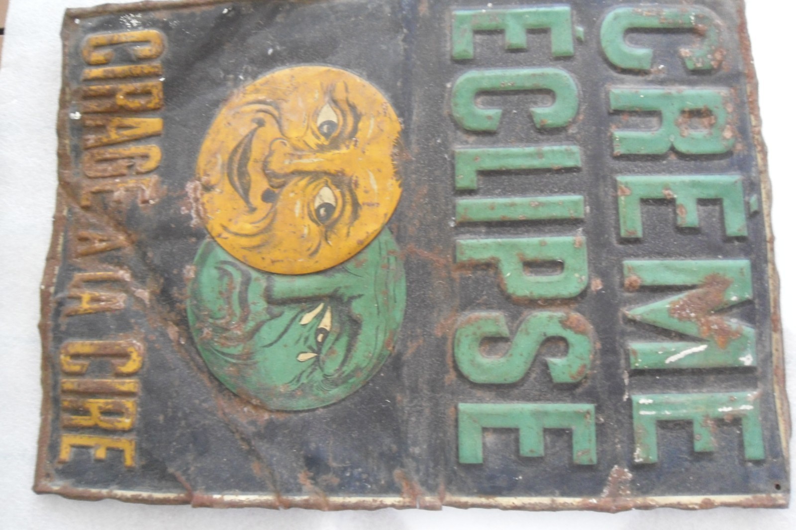 Plaque publicitaire Ancienne CIRAGES Tôle lithographiée CREME ECLIPSE A LA CIRE