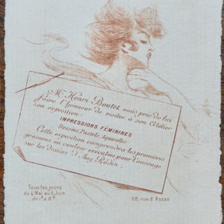 HENRI BOUTET INVITATION EXPOSITION (1900) IMPRESSIONS FEMININES RODIN