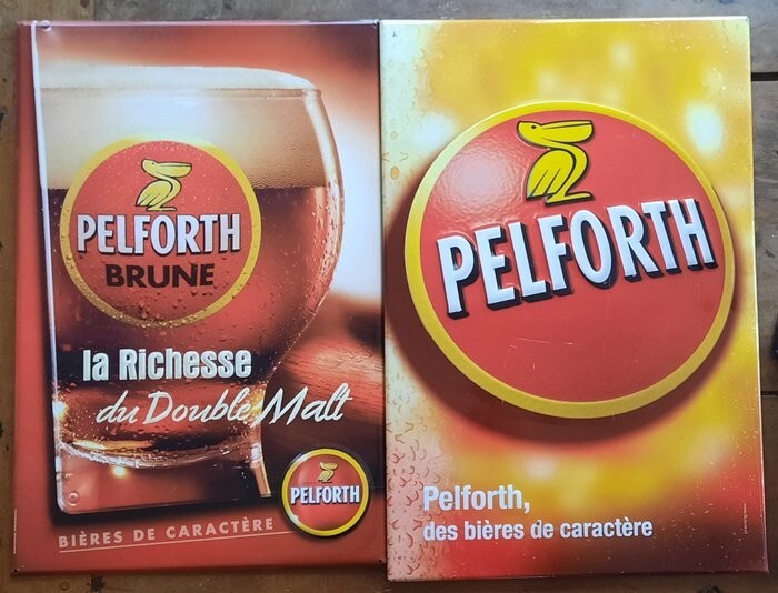 2 plaques publicitaires tôles BIERES PELFORTH Pelican 40X60cm