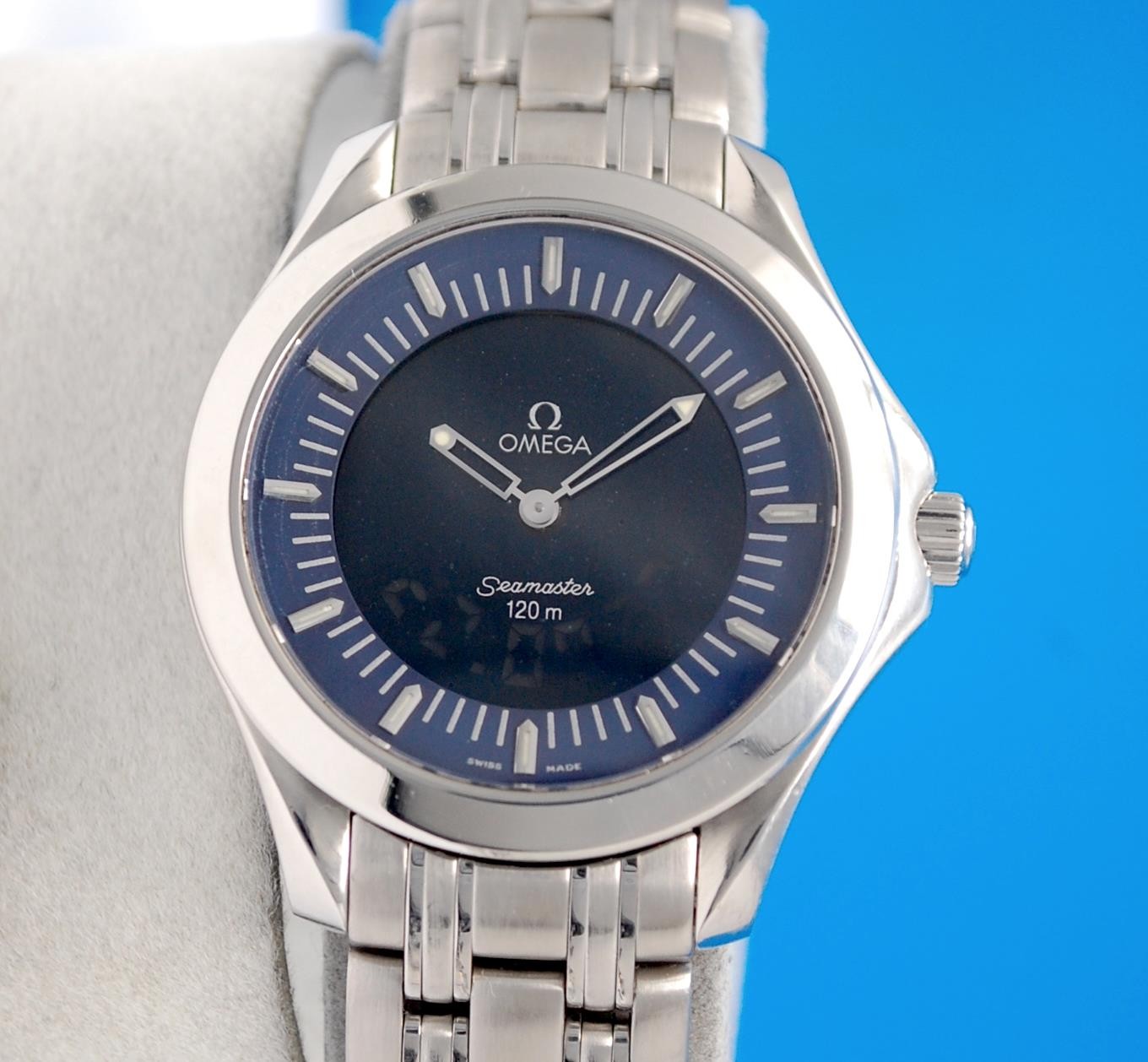Mens Omega Seamaster Multifunction Digital Chronograph watch Blue Dial - 2521.81