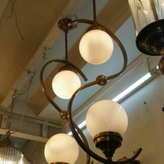 Paire de plafonniers Art Déco Bauhaus en laiton et verre dépoli - Élégance mo...