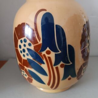 Vase Faïence De Lunéville Galeries Lafayette Art Déco Floral Polychrome