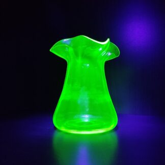 Handmade Uranium Glass Vase art deco four-lobed flared neck